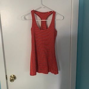 lululemon orange and navy striped racer back tank